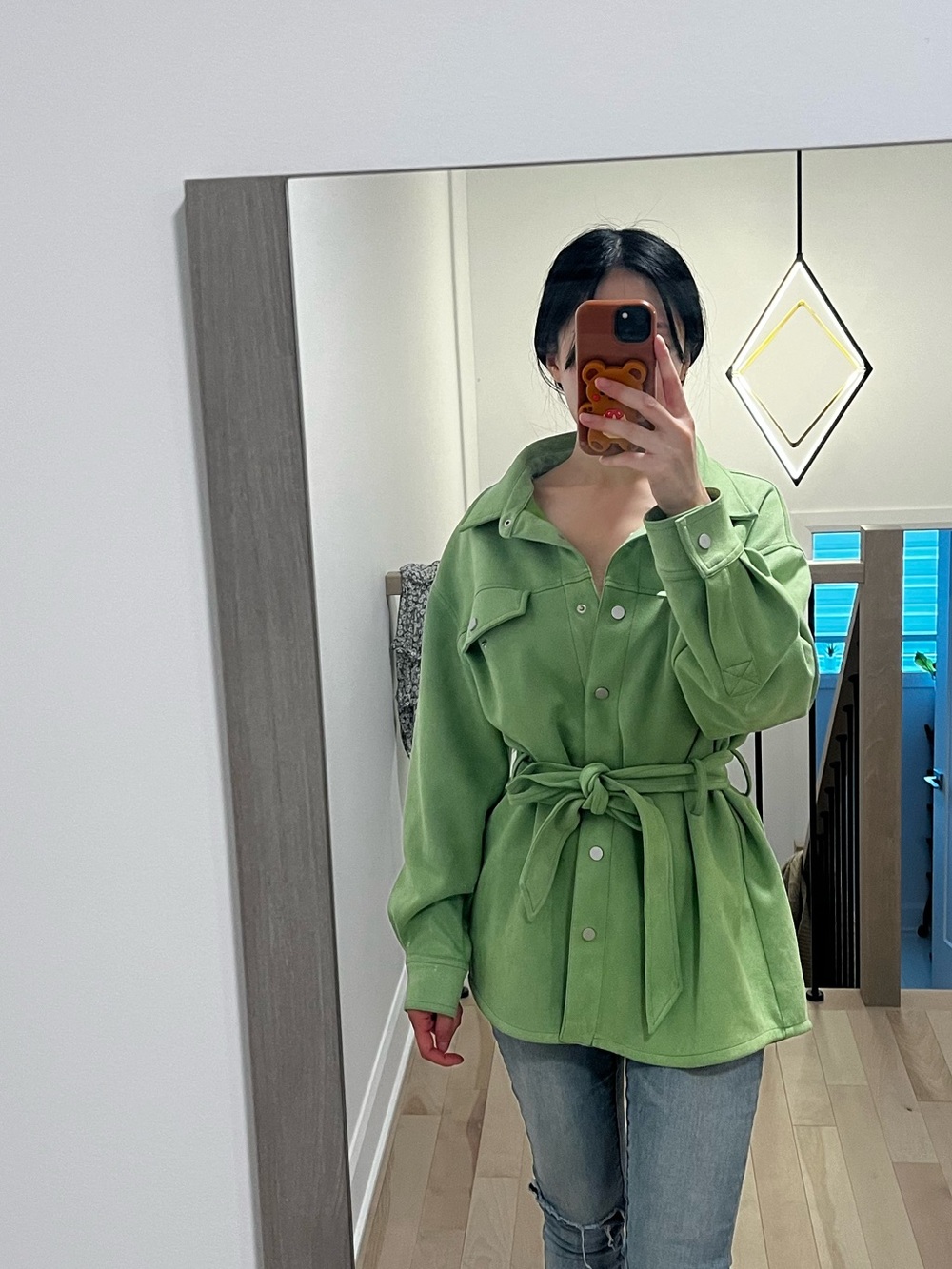 Suzy Shier Light Green Belted Utility Jacket